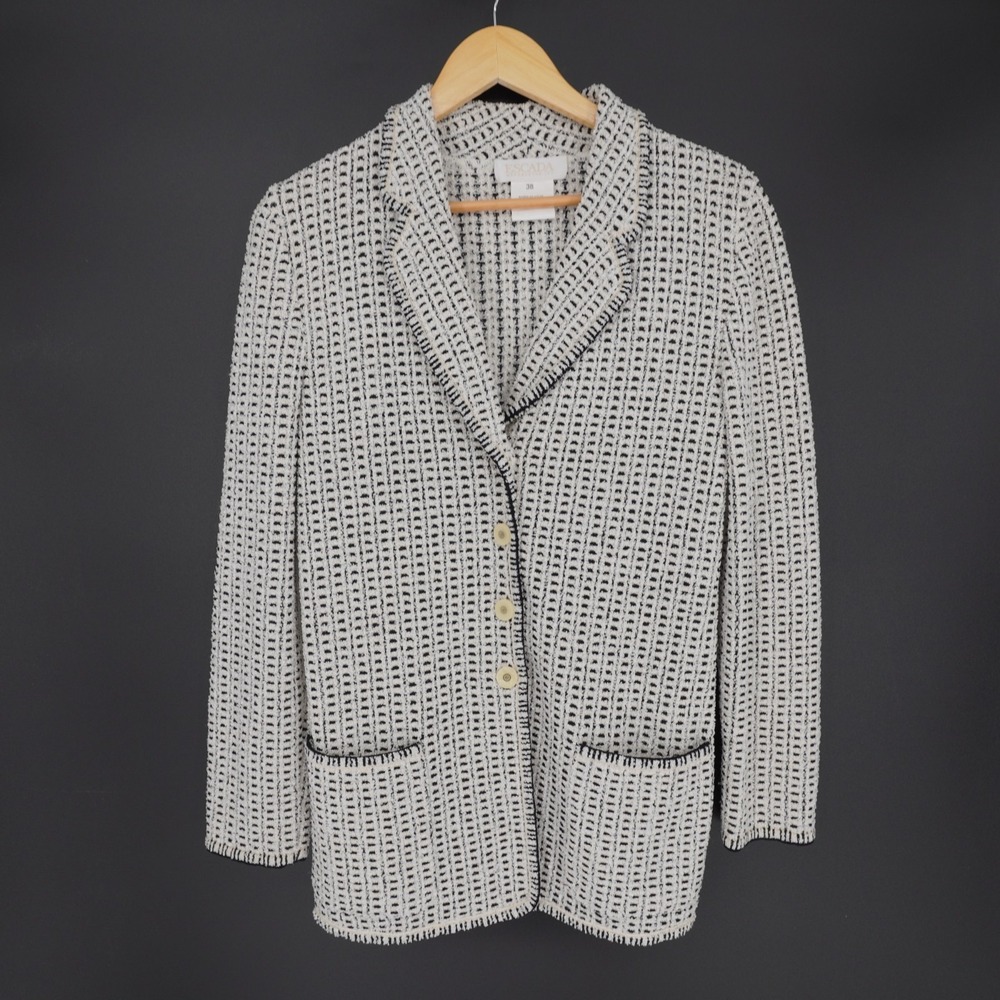 Escada Margaretha Ley Blazer Jacket Womens 38 Check Knit Terry Stretch US M